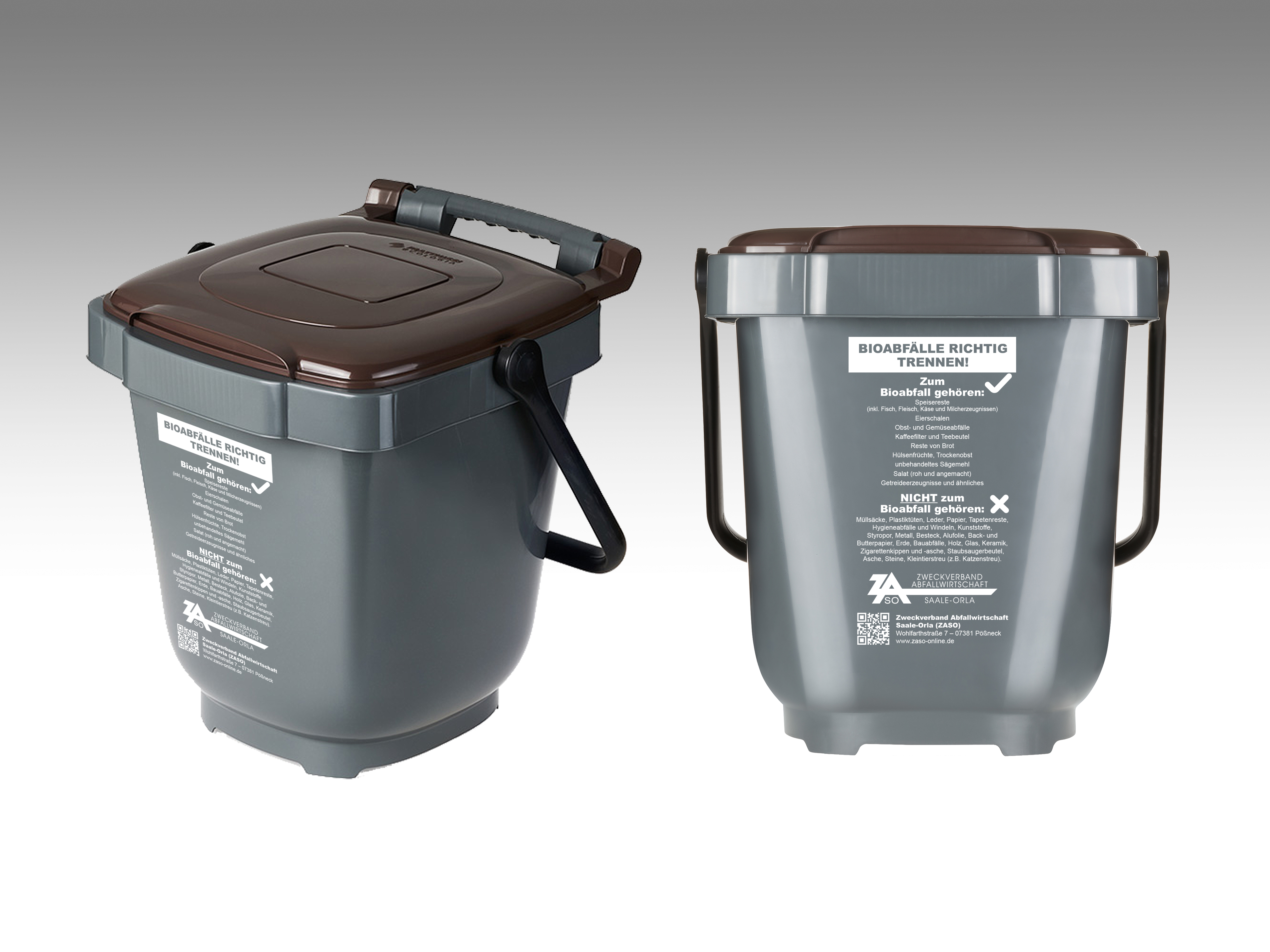 25l bio collector with sorting instructions for the Zweckverband Abfallwirtschaft Saale-Orla (ZASO)