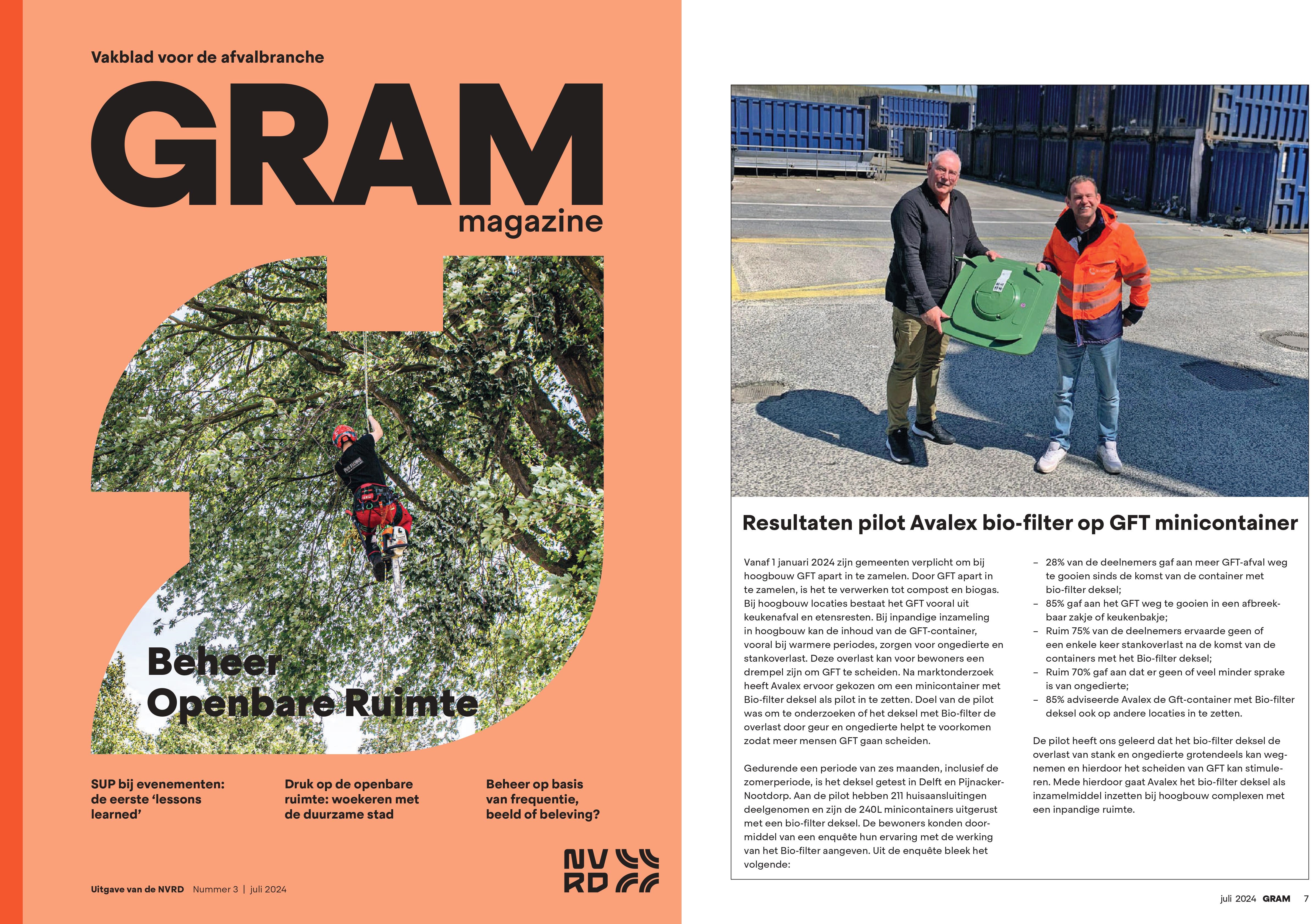 Avalex: Bio-filter lids tested in The Hague area - 28% throw more food waste in the organic waste bin.