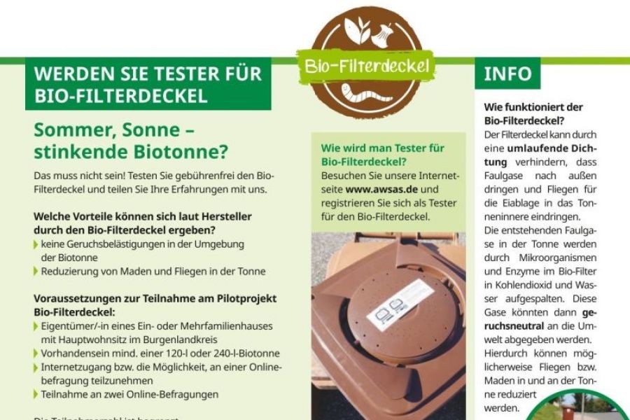 Bio-Filterdeckel im Test bei der AWSAS im Burgenlandkreis