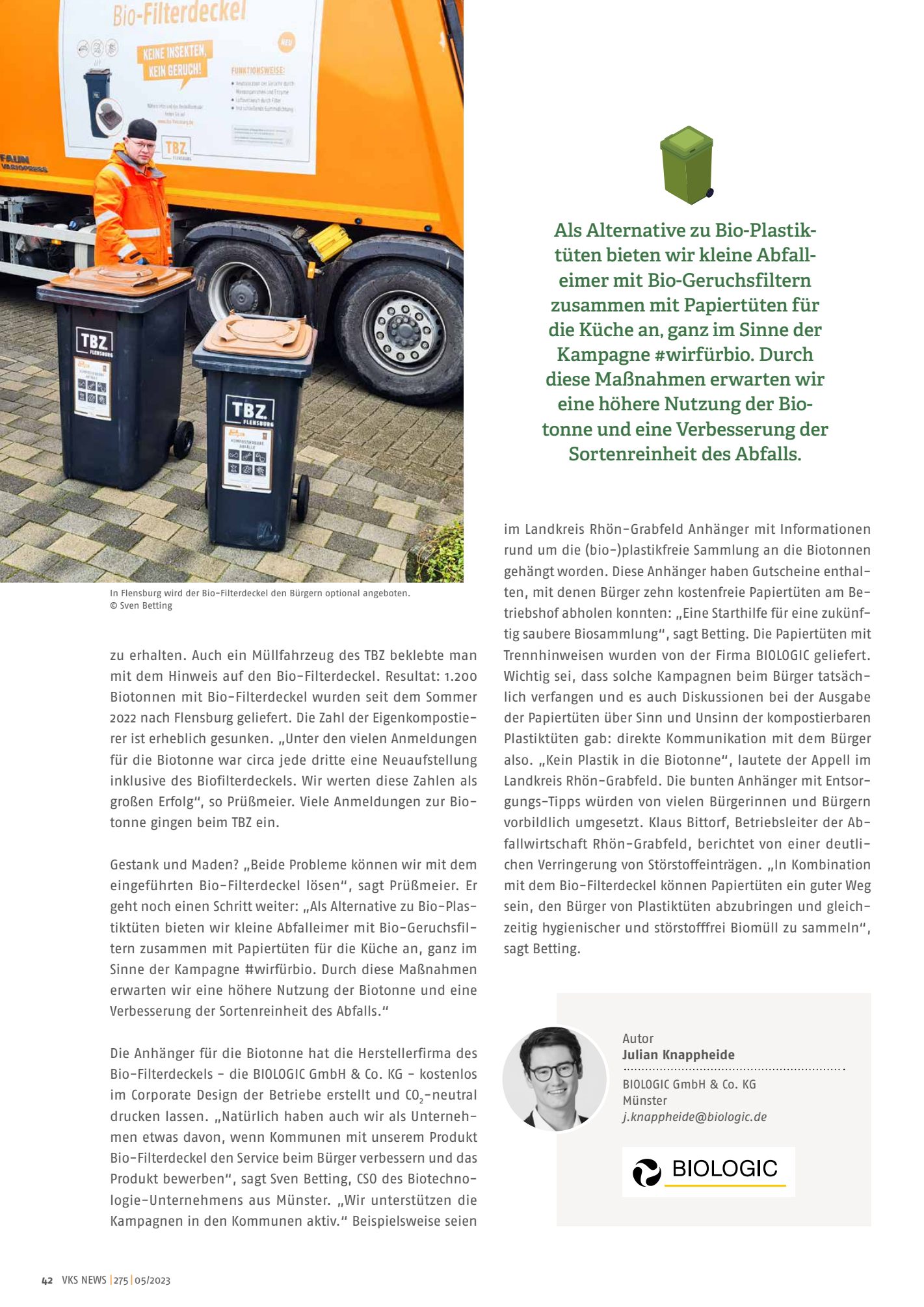 VKS News zum Bio-Filterdeckel Seite 1