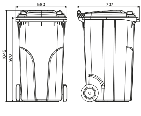 Europlast 240l MGB Abmessungen