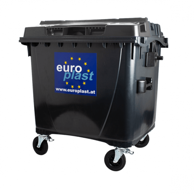 1100 Liter 4-Rad MGB Flachdeckel mit Deckel in Deckel