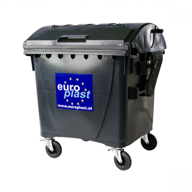 1100 Liter 4-Rad MGB mit Runddeckel und Deckel in Deckel