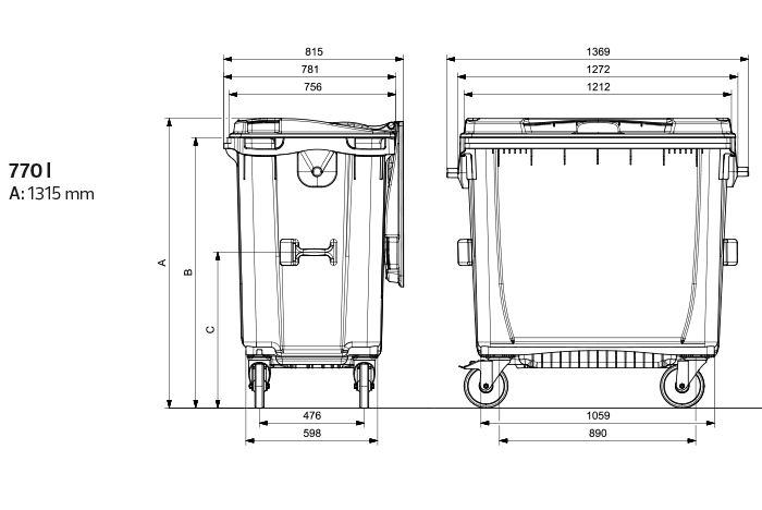 Europlast 770l MGB Abmessungen