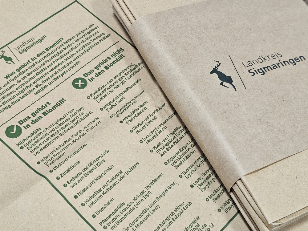 Beispiel Papiertüte aus dem LK Sigmaringen geliefert von BIOLOGIC