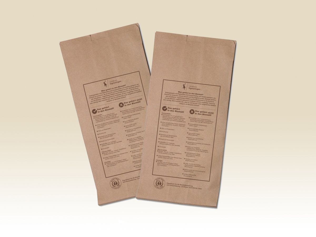 Compostable paper bags according to DIN EN 13432